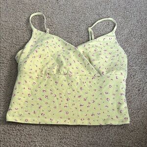SO Light Green Floral Crop Top